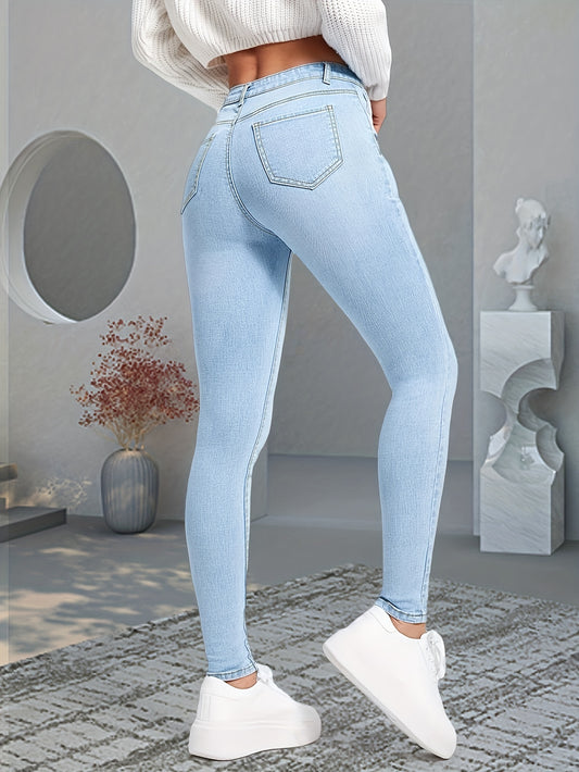 Jean slim bleu en denim pour femme