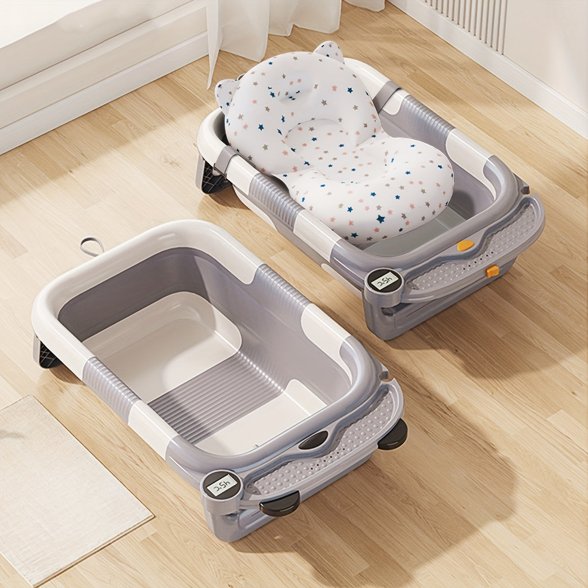 Baignoire pliable pour bébé avec tapis de bain