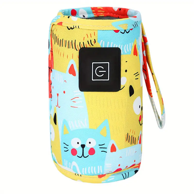 Chauffe-biberon portable motif chat.