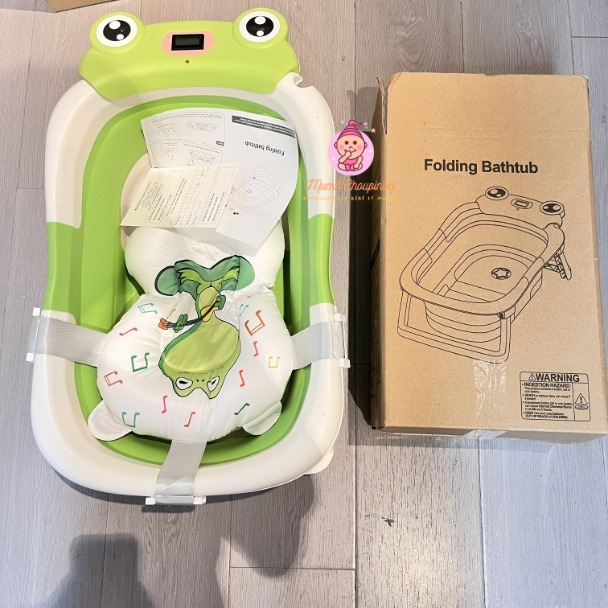 Baignoire bébé pliable Grenouille avec coussin de bain