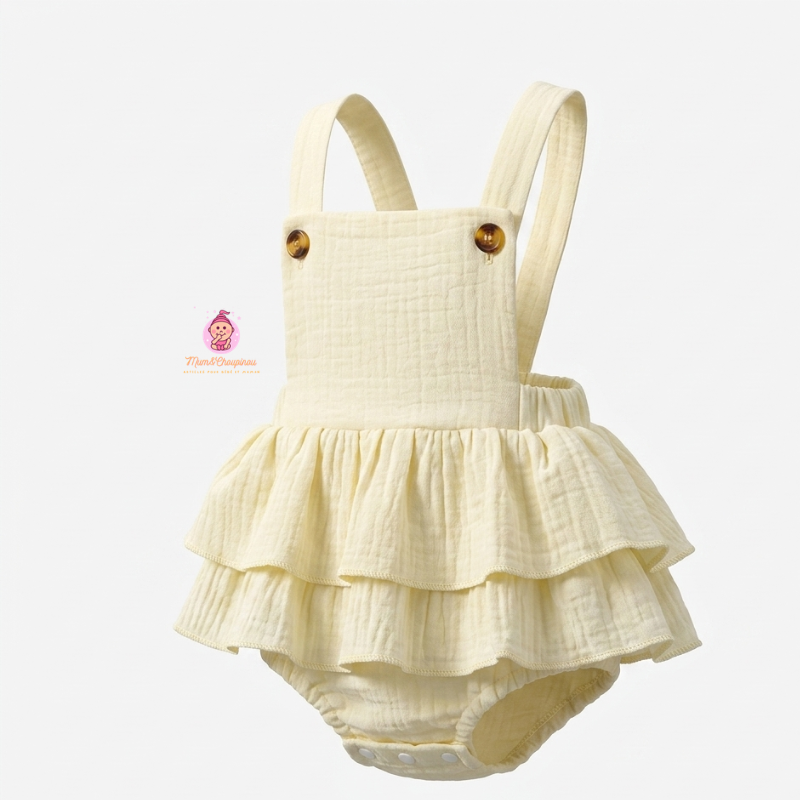 Salopette bébé à volants en gaze de coton