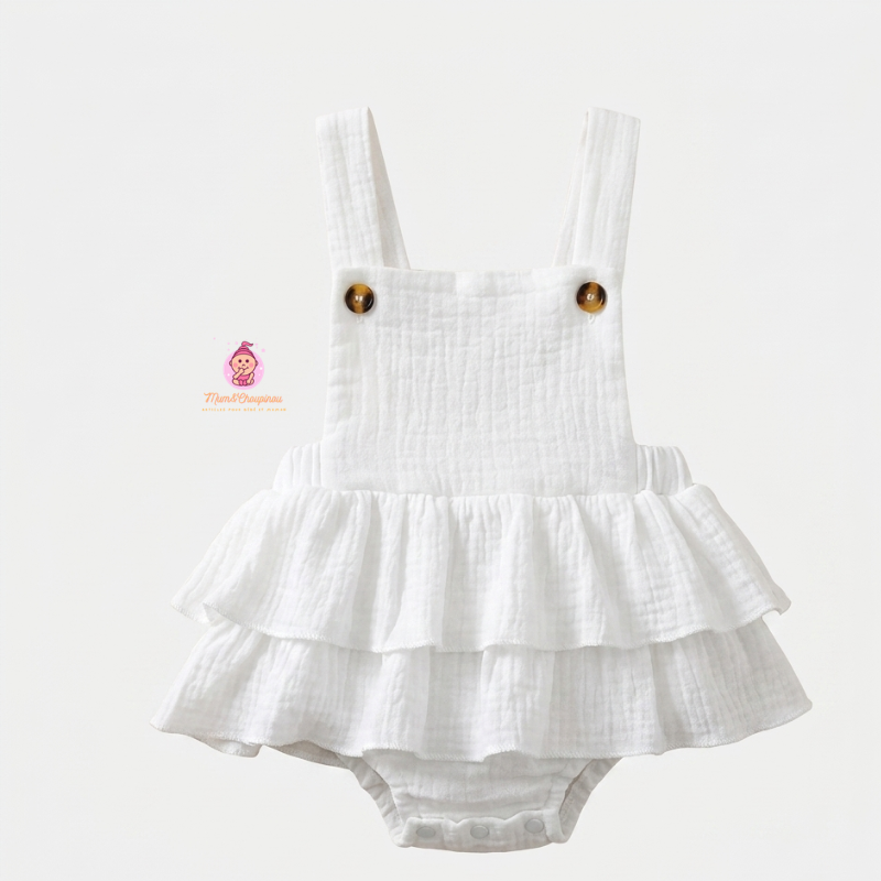 Salopette bébé à volants en gaze de coton