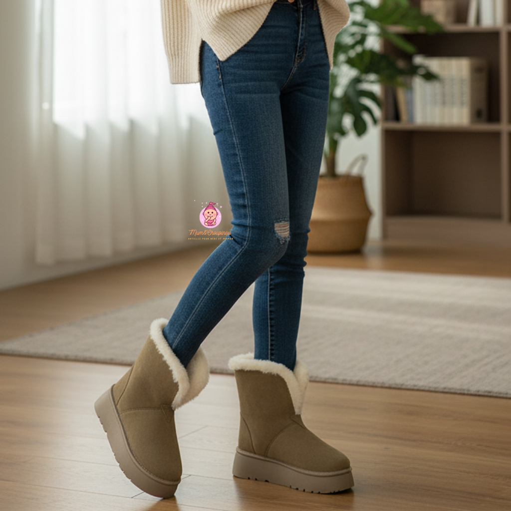 Bottes fourrées à plateforme femme