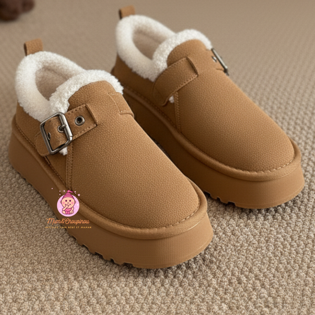 Bottines plates fourrées pour femme