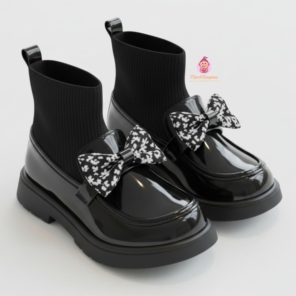 Bottines vernies à nœud pour fille