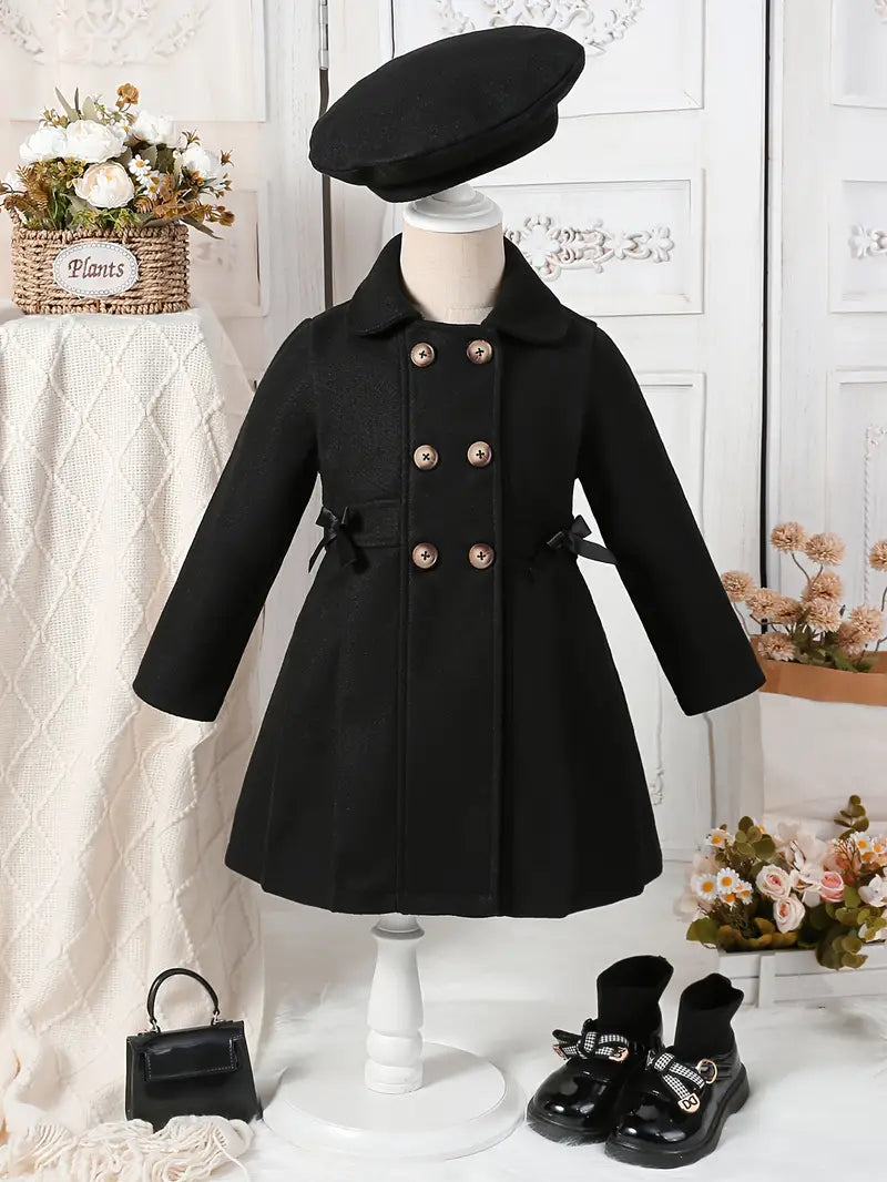 Manteau double boutonnage avec béret pour fille