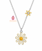 Chaine fine en argent sterling - Double Marguerites