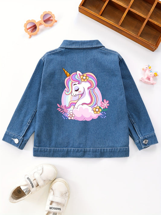 Veste en denim pour fille avec imprimé licorne