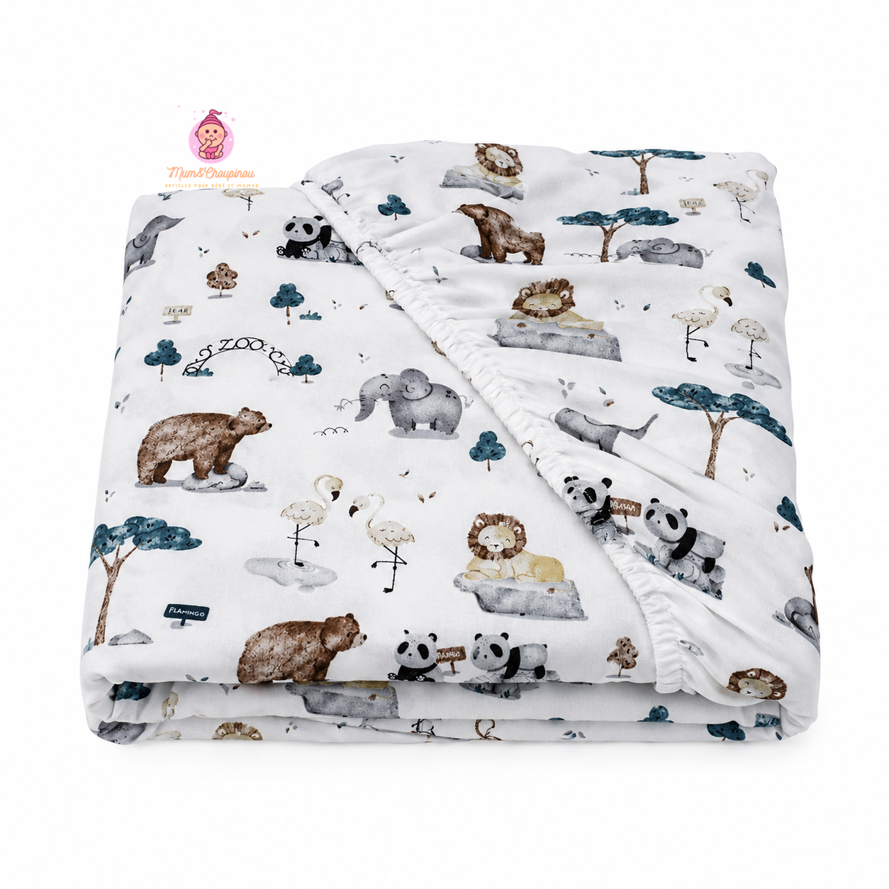 Drap-housse lit bébé en coton imprimé