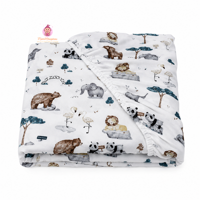 Drap-housse lit bébé en coton imprimé