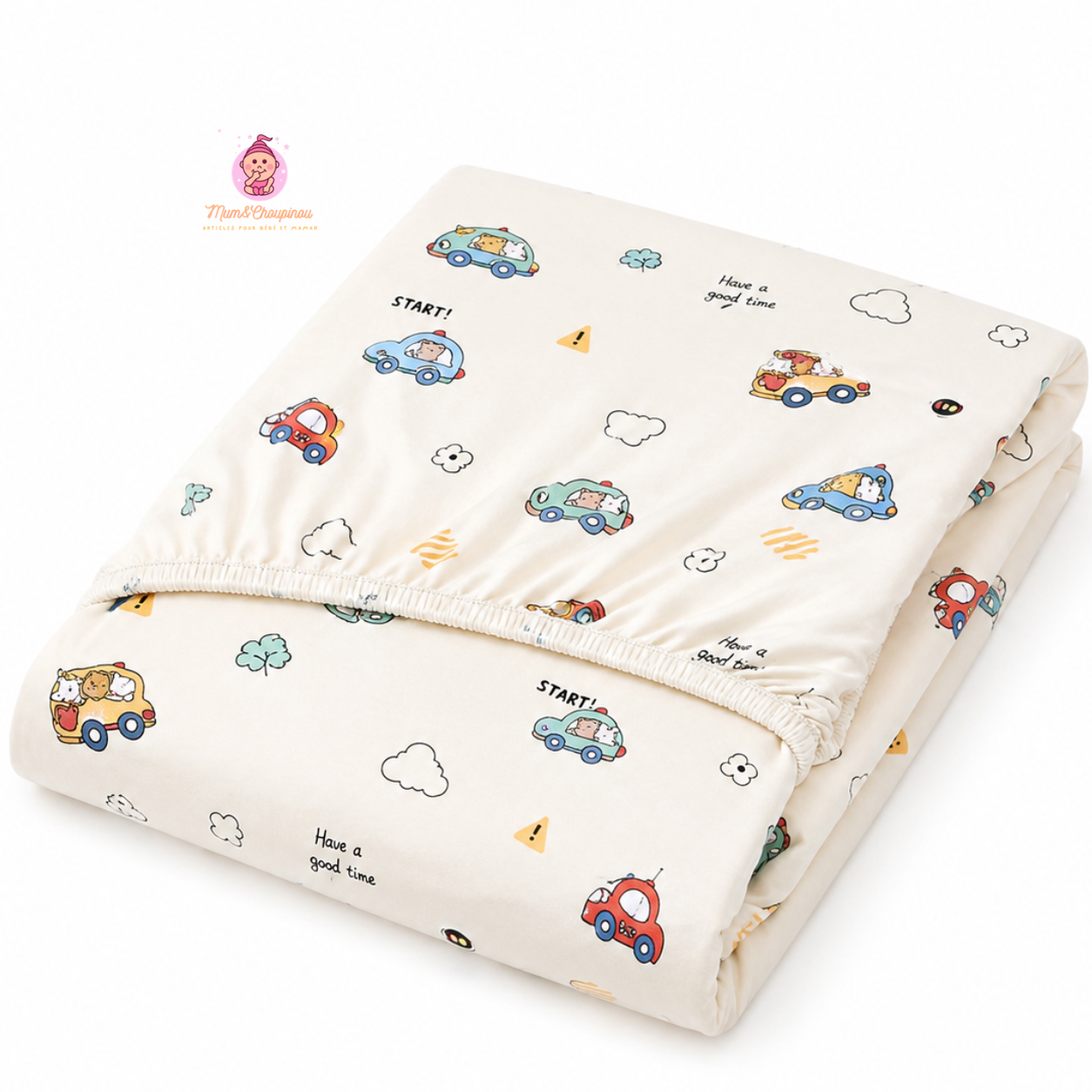 Drap-housse lit bébé en coton imprimé