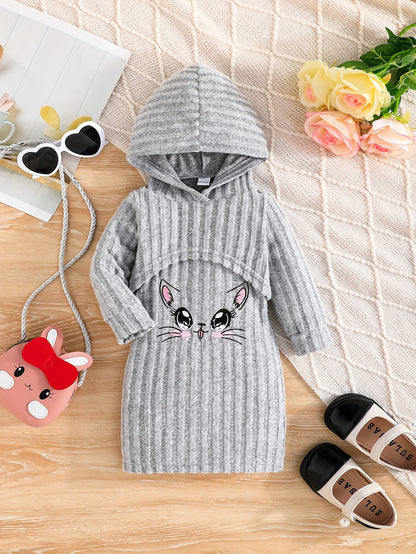 Ensemble robe côtelée et mini sweat à capuche pour fille