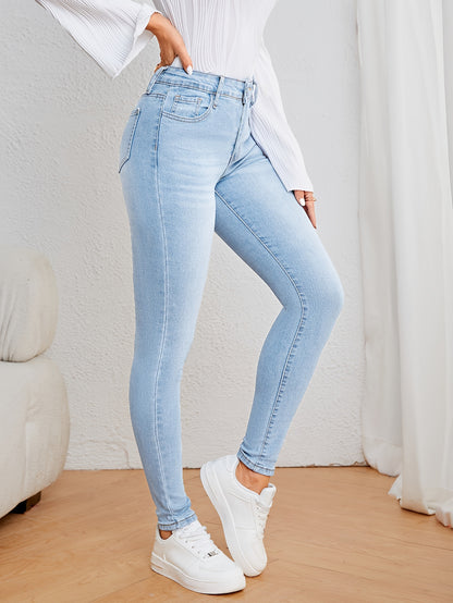 Jean skinny taille haute en denim extensible pour femme