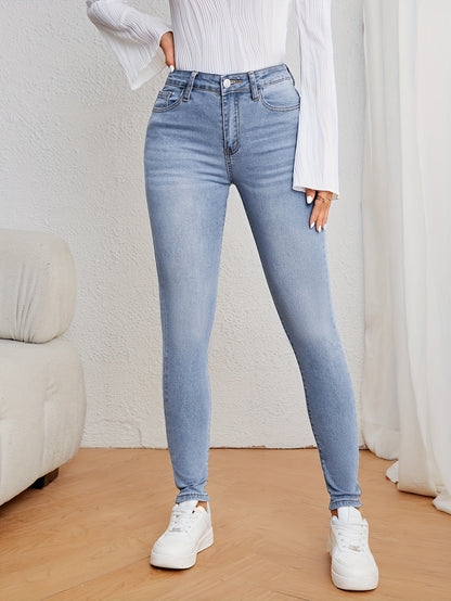 Jean skinny taille haute en denim extensible pour femme