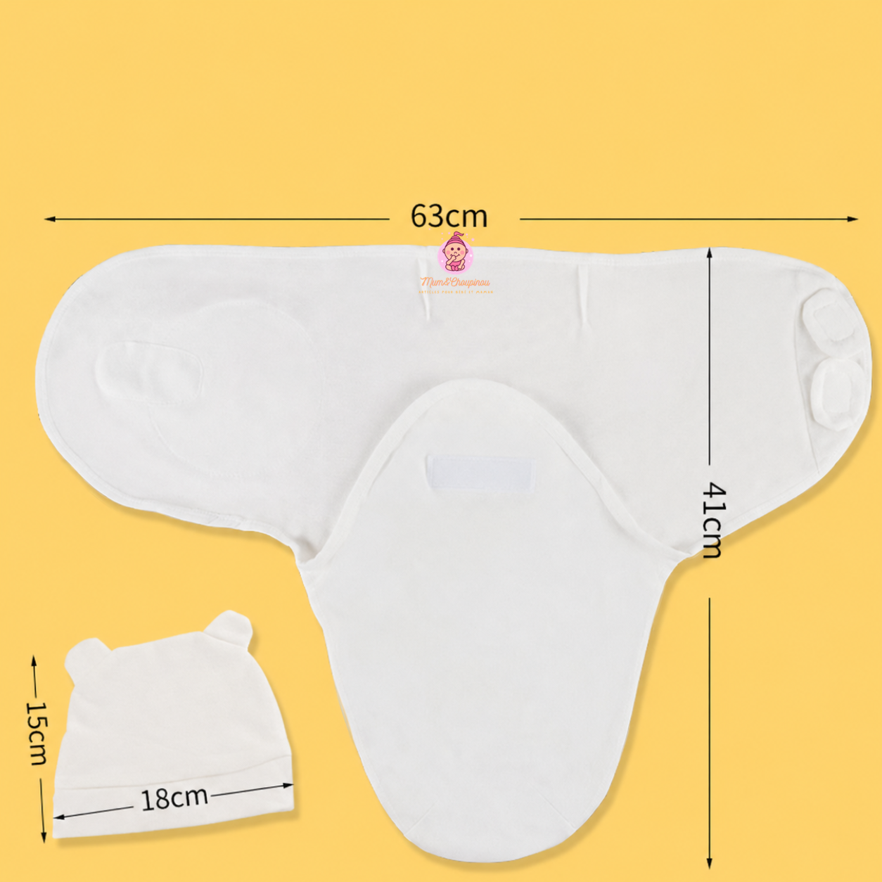 Lot de 2 emmaillotages bébé prématuré avec bonnets