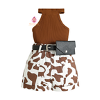Ensemble fille short imprimé vache tendance