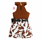 Ensemble fille short imprimé vache tendance