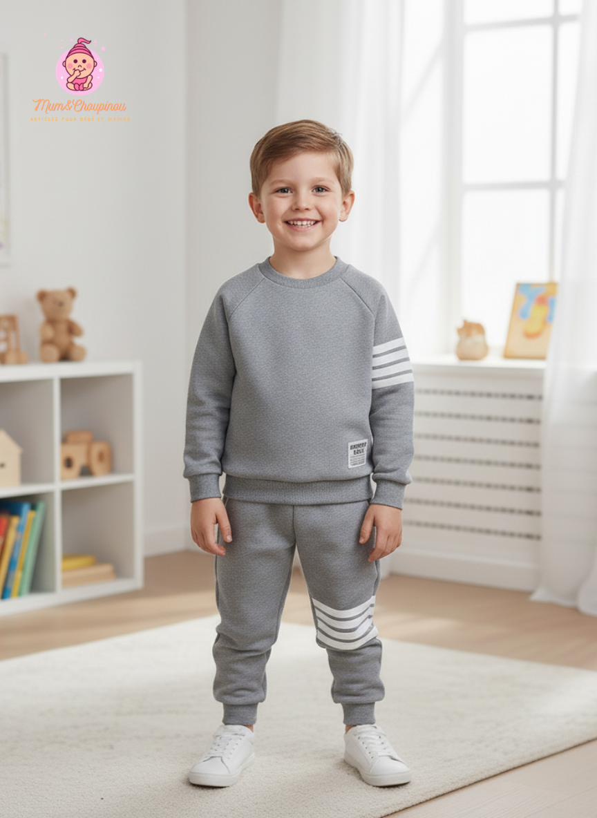 Ensemble jogging et sweat enfant à rayures