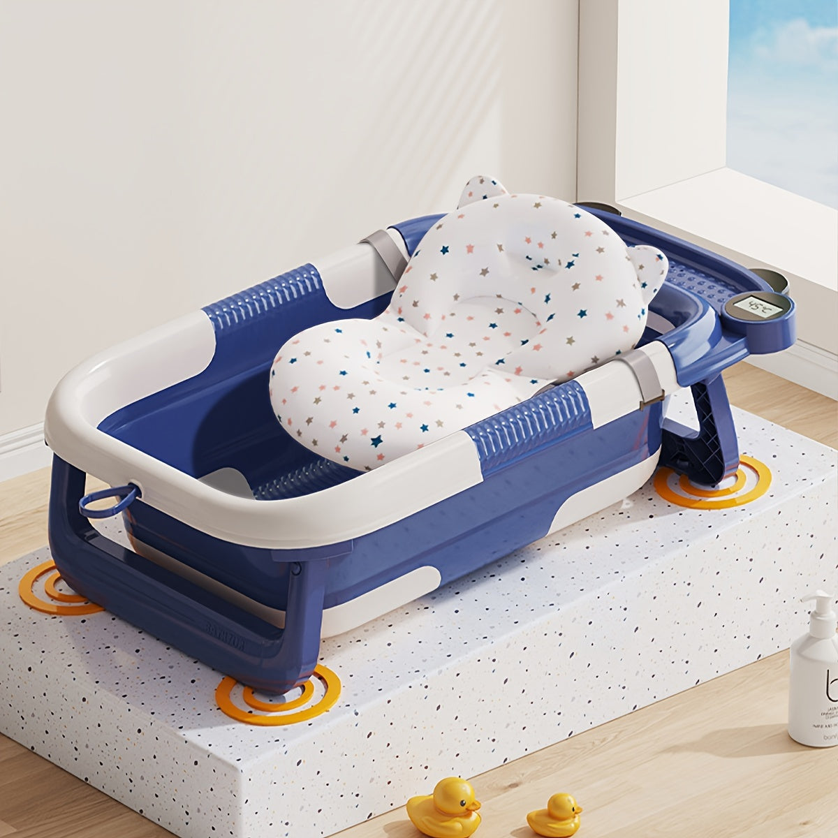 Baignoire pliable pour bébé avec tapis de bain