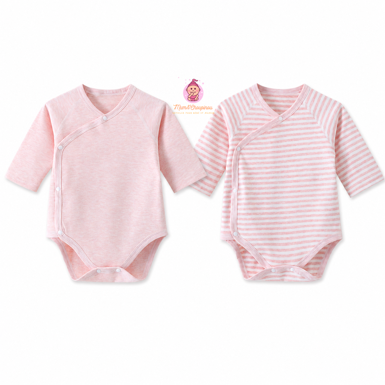 Lot de 2 bodies croisés bébé manches longues
