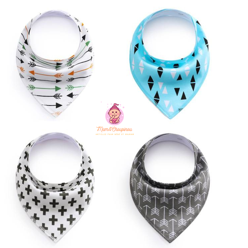 Lot de 4 bavoirs bandana pour bébé