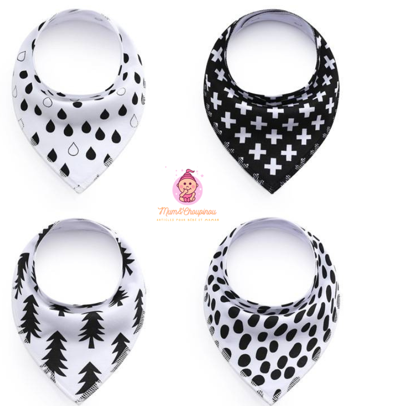 Lot de 4 bavoirs bandana pour bébé