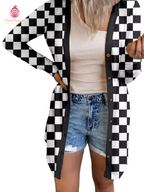 Cardigan à motif damier