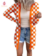 Cardigan à motif damier