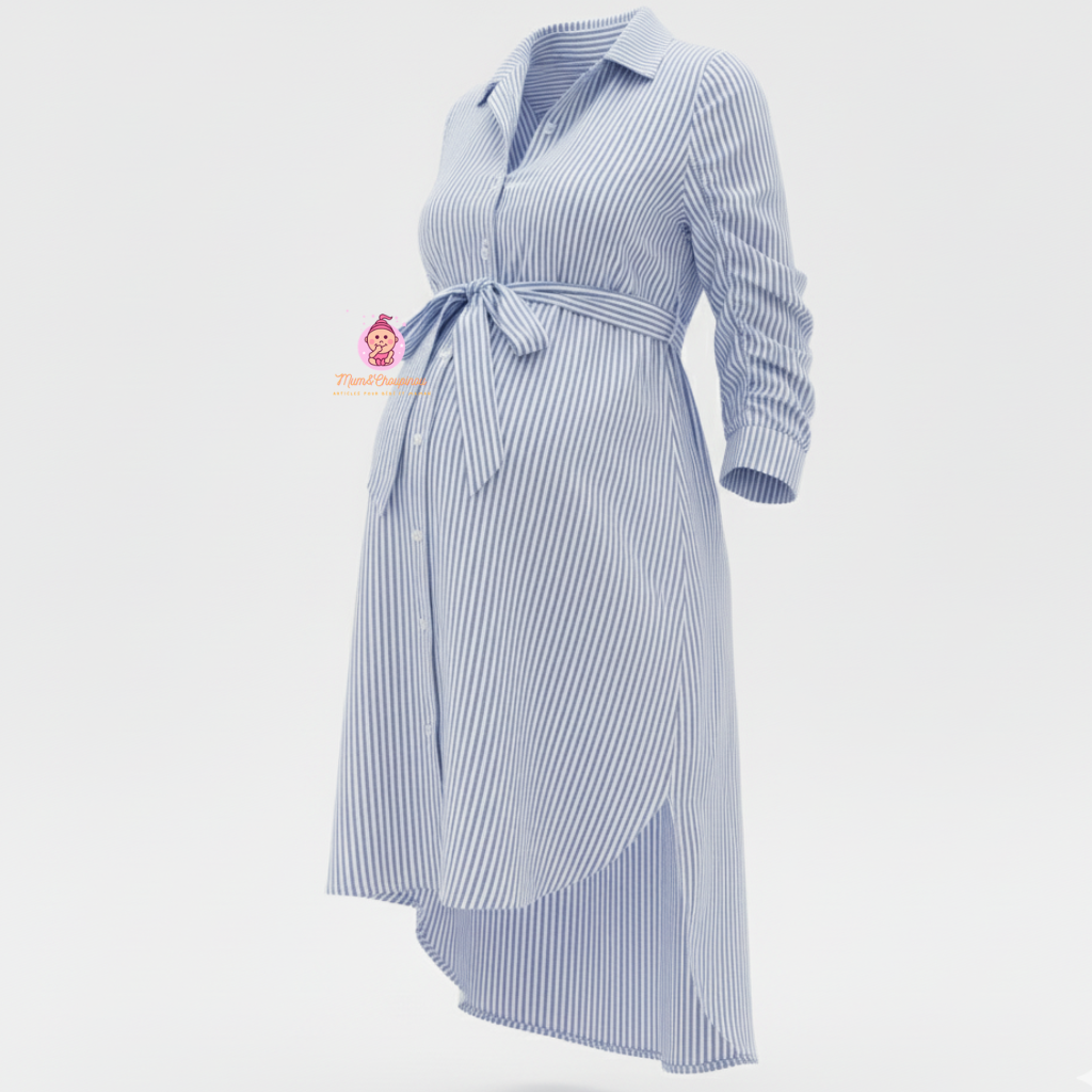 Chemise robe rayée pour femme enceinte