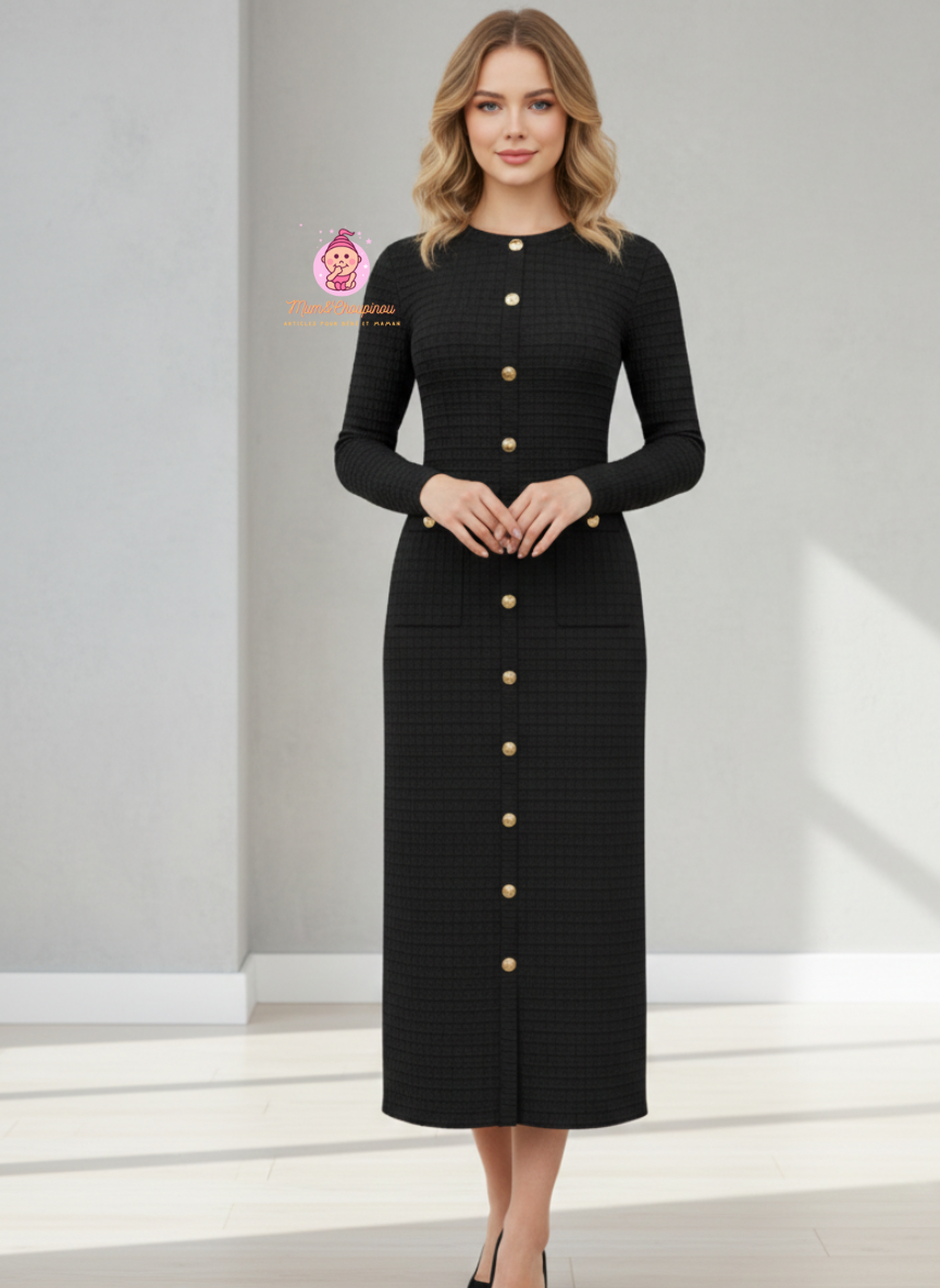 Robe en maille boutonnée