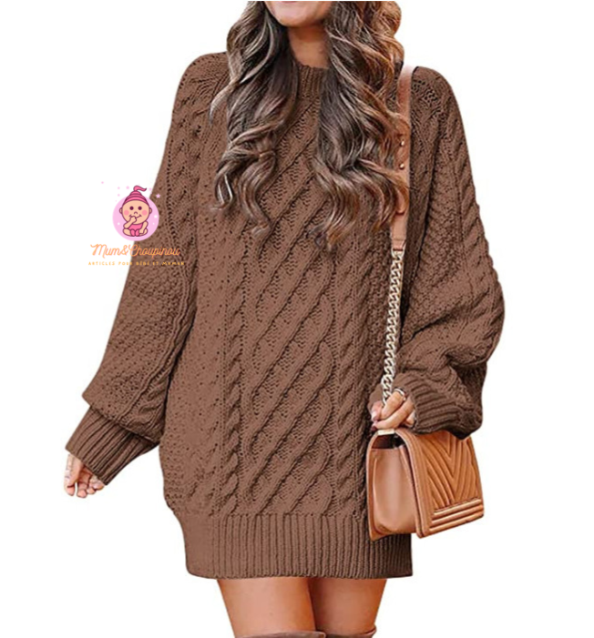 Pull robe en tricot torsadé