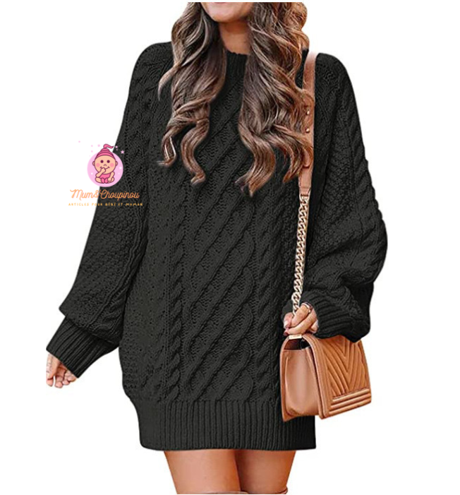 Pull robe en tricot torsadé