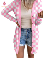 Cardigan à motif damier