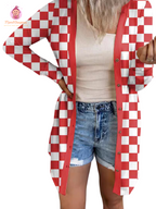 Cardigan à motif damier