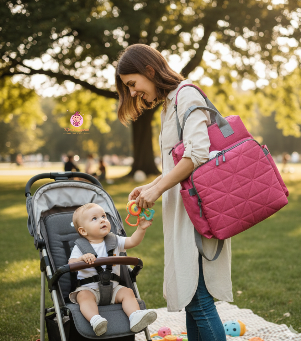 Sac à langer à dos design géométrique