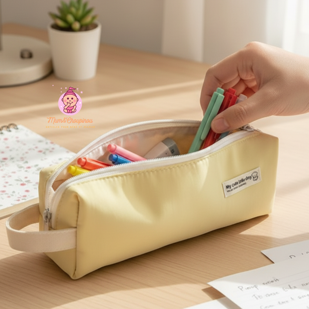 Trousse scolaire imperméable à grosse fermeture éclair