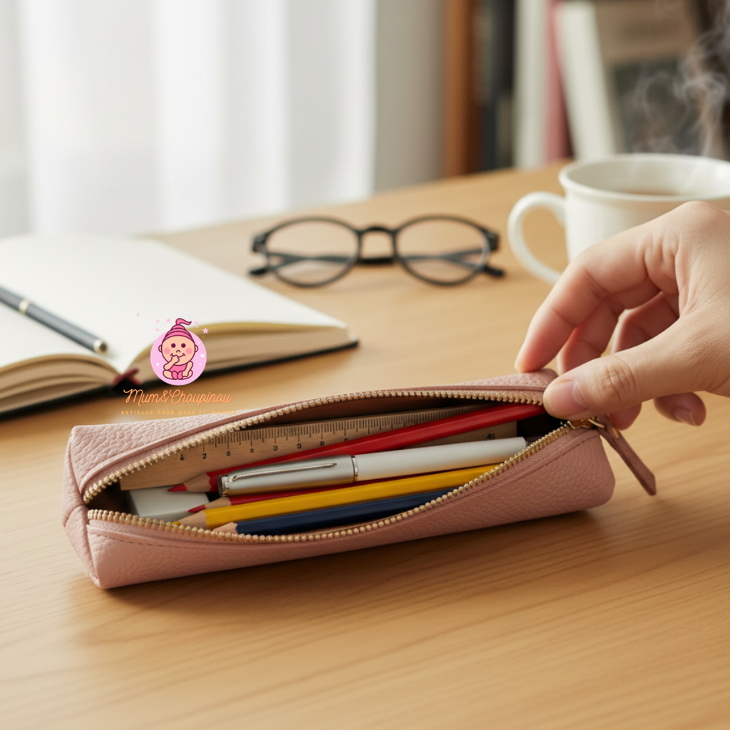 Trousse scolaire en similicuir