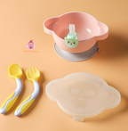 Ensemble bol à ventouse et couverts